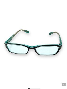 ProDesign Denmark Eyeglasses Frames Turquoise Blue‎ Brown Purple Swirl Detail